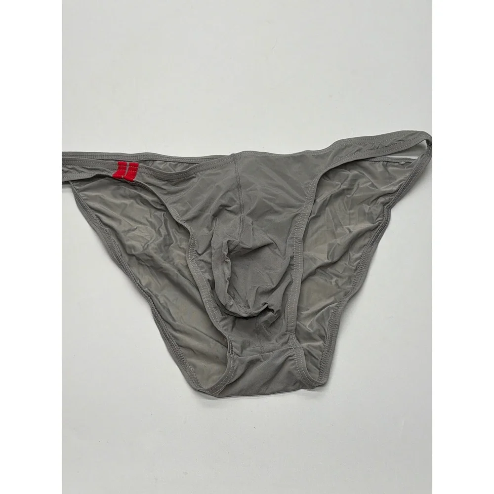 Mens Grey Low Rise Bikini Briefs Contoured Pouch Stretch‎ Underwear XL